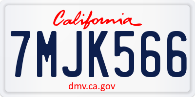 CA license plate 7MJK566