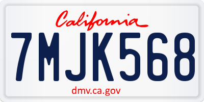 CA license plate 7MJK568