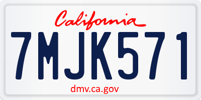 CA license plate 7MJK571