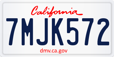 CA license plate 7MJK572