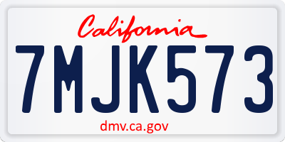 CA license plate 7MJK573