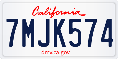 CA license plate 7MJK574
