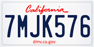 CA license plate 7MJK576