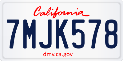 CA license plate 7MJK578