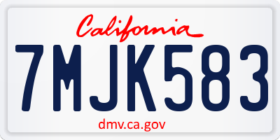 CA license plate 7MJK583