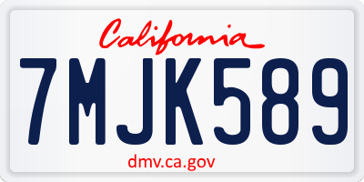 CA license plate 7MJK589