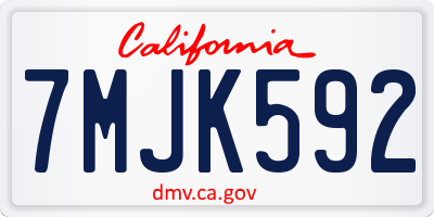 CA license plate 7MJK592