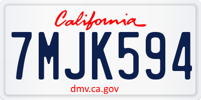 CA license plate 7MJK594