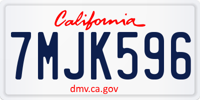 CA license plate 7MJK596