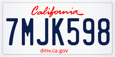 CA license plate 7MJK598