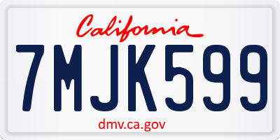 CA license plate 7MJK599