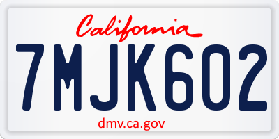CA license plate 7MJK602