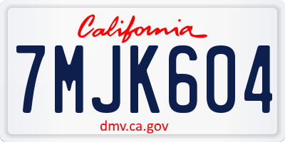 CA license plate 7MJK604