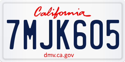 CA license plate 7MJK605