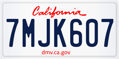 CA license plate 7MJK607