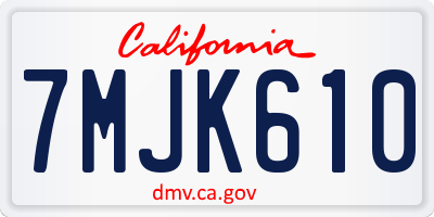 CA license plate 7MJK610