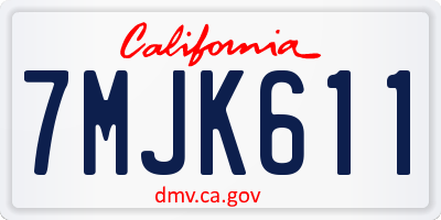 CA license plate 7MJK611