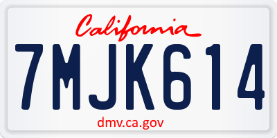 CA license plate 7MJK614