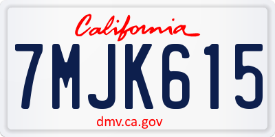 CA license plate 7MJK615