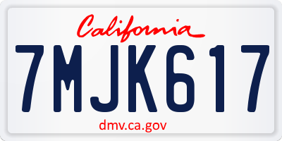CA license plate 7MJK617