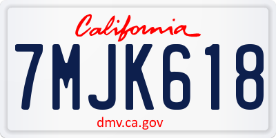 CA license plate 7MJK618