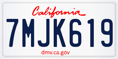 CA license plate 7MJK619
