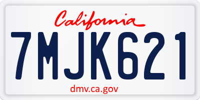 CA license plate 7MJK621