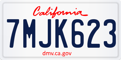 CA license plate 7MJK623