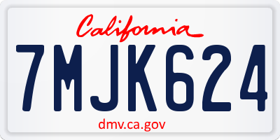 CA license plate 7MJK624