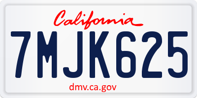 CA license plate 7MJK625