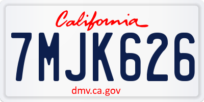 CA license plate 7MJK626