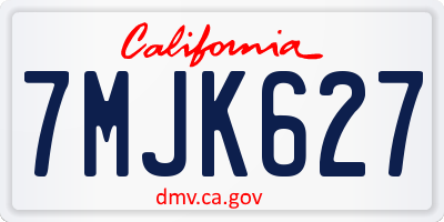 CA license plate 7MJK627