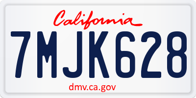 CA license plate 7MJK628