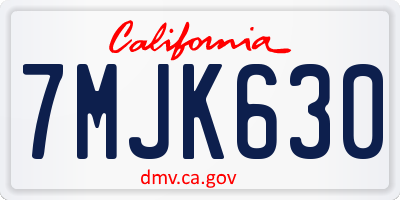 CA license plate 7MJK630