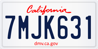 CA license plate 7MJK631