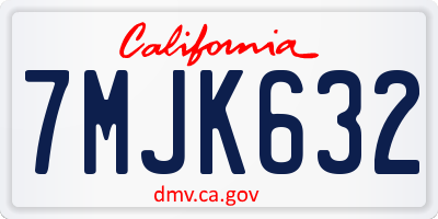 CA license plate 7MJK632