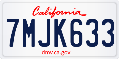 CA license plate 7MJK633