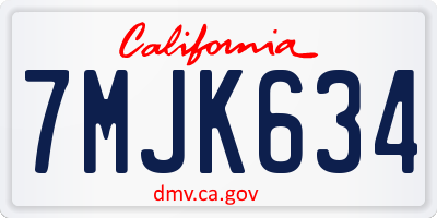 CA license plate 7MJK634
