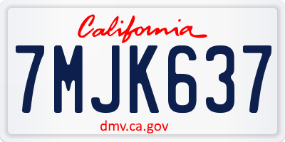 CA license plate 7MJK637