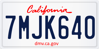 CA license plate 7MJK640
