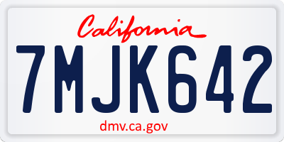 CA license plate 7MJK642