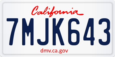 CA license plate 7MJK643