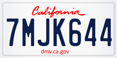 CA license plate 7MJK644