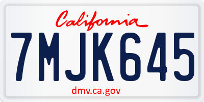 CA license plate 7MJK645