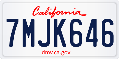 CA license plate 7MJK646