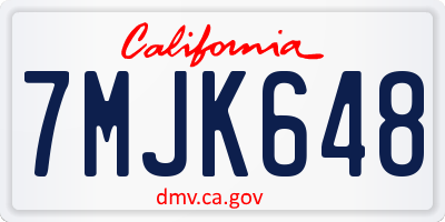 CA license plate 7MJK648