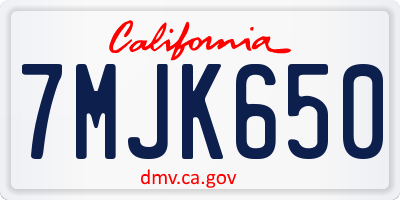 CA license plate 7MJK650