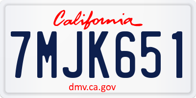 CA license plate 7MJK651