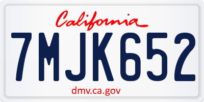 CA license plate 7MJK652