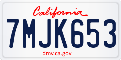 CA license plate 7MJK653